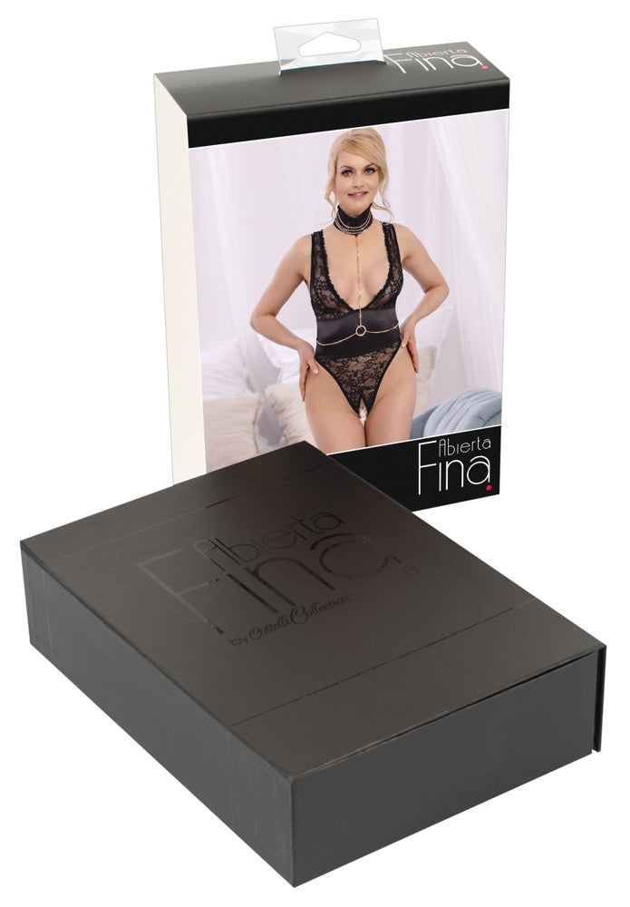 Abierta Fina kruisloze body - Zwart