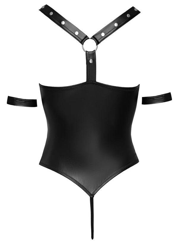 Cottelli BONDAGE kruisloze body met ringen - Zwart - Cottelli BONDAGE - SKU: 26431891031