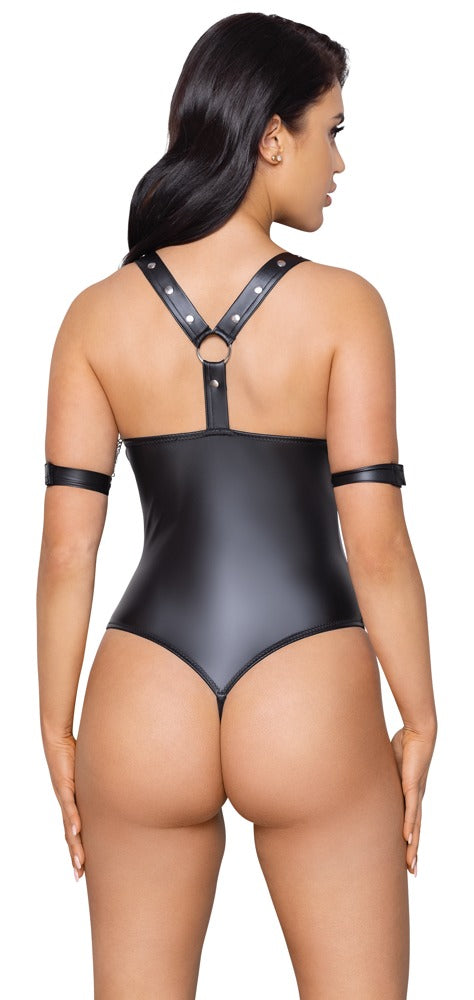 Cottelli BONDAGE kruisloze body met ringen - Zwart - Cottelli BONDAGE - SKU: 26431891031