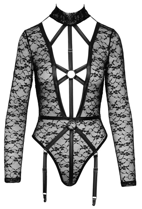 Cottelli LINGERIE rio body met kant - Zwart - Cottelli LINGERIE - SKU: 26432271021
