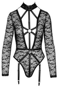 Cottelli LINGERIE Body met lange mouwen en laag uitgesneden decolleté - Zwart