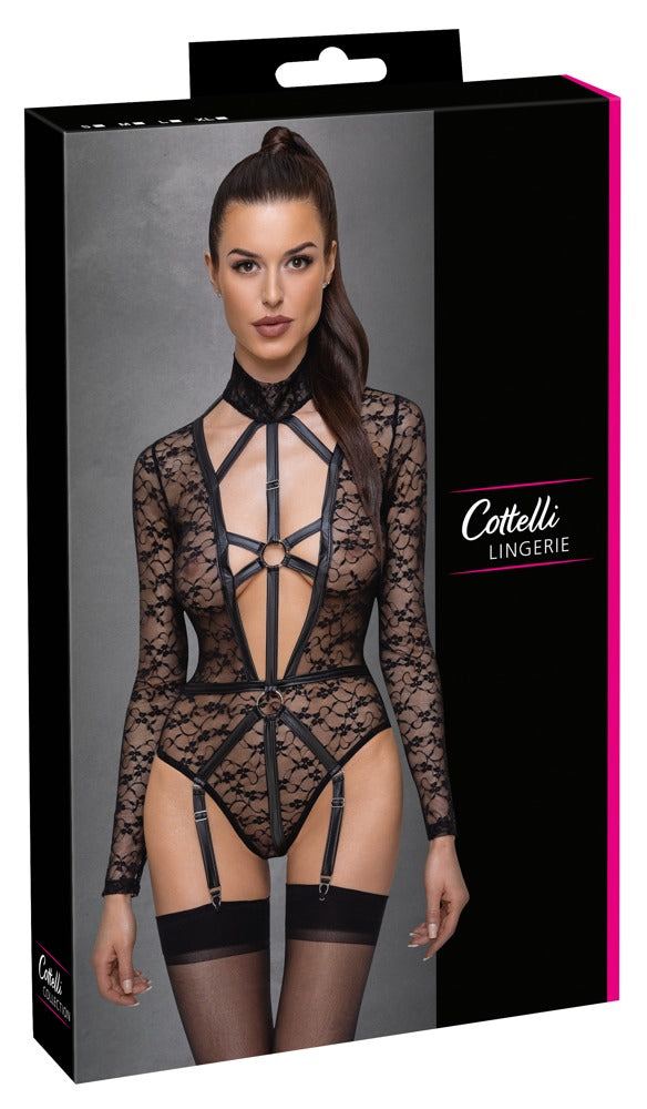 Cottelli LINGERIE rio body met kant - Zwart - Cottelli LINGERIE - SKU: 26432271021