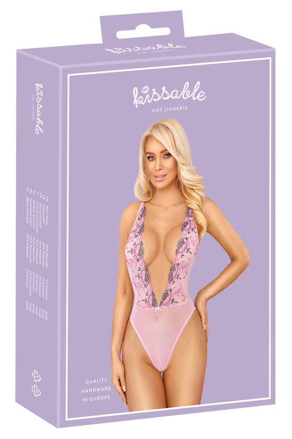 kissable body met bloemenborduursel - Roze - kissable - SKU: 26432863131