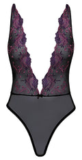 kissable Body met bloemenborduursel - Zwart