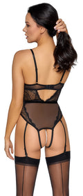 Cottelli LINGERIE stringbody met fluwelen band - Zwart