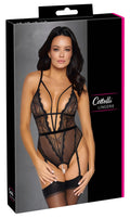Cottelli LINGERIE stringbody met fluwelen band - Zwart