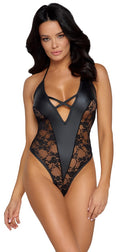 Cottelli PARTY Body met kant en lage halslijn - Zwart