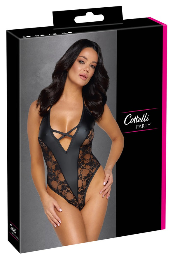 Cottelli PARTY Body met kant en lage halslijn - Zwart - Cottelli PARTY - SKU: 26433591021