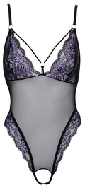 Cottelli LINGERIE kruisloos body met powernet - Zwart