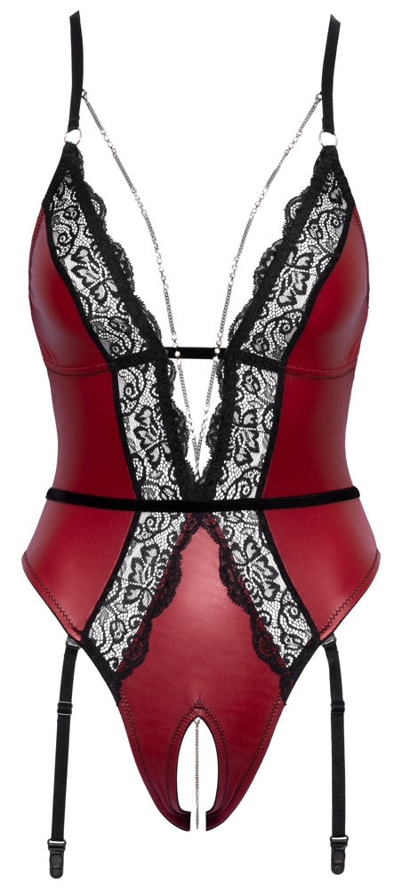 Abierta Fina kruisloze body met kanten inzet - Rood - Abierta Fina - SKU: 26434563021