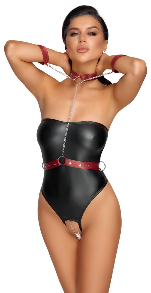 Cottelli BONDAGE kruisloze string body - Zwart - Cottelli BONDAGE - SKU: 26434991021