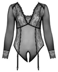Cottelli CURVES Body transparant kruisloos met lange mouwen - Zwart