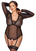 Cottelli CURVES Body transparant kruisloos met lange mouwen - Zwart