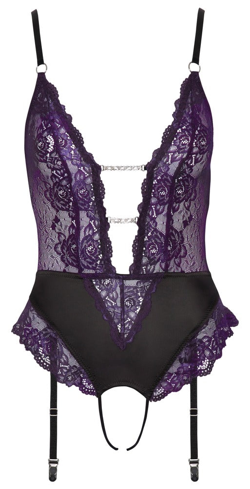 Cottelli LINGERIE kruisloze body met kettingen - Zwart - Cottelli LINGERIE - SKU: 26435611051