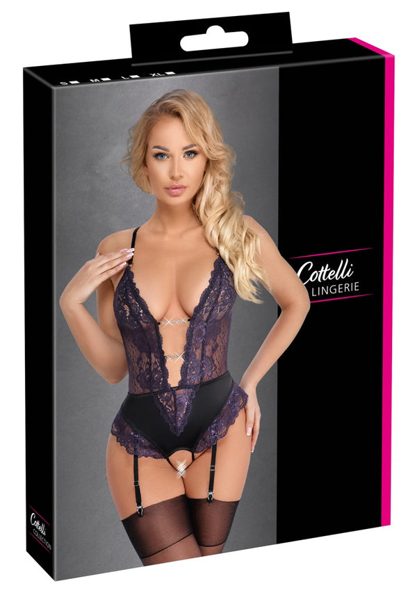 Cottelli LINGERIE kruisloze body met kettingen - Zwart - Cottelli LINGERIE - SKU: 26435611051
