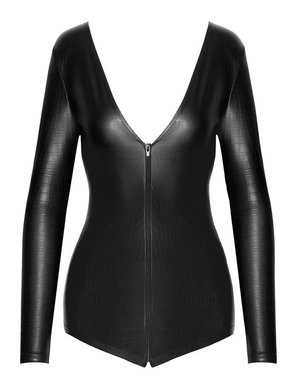 Noir Body slangenleerlook met lange mouwen - Zwart - Noir - SKU: 26435881021