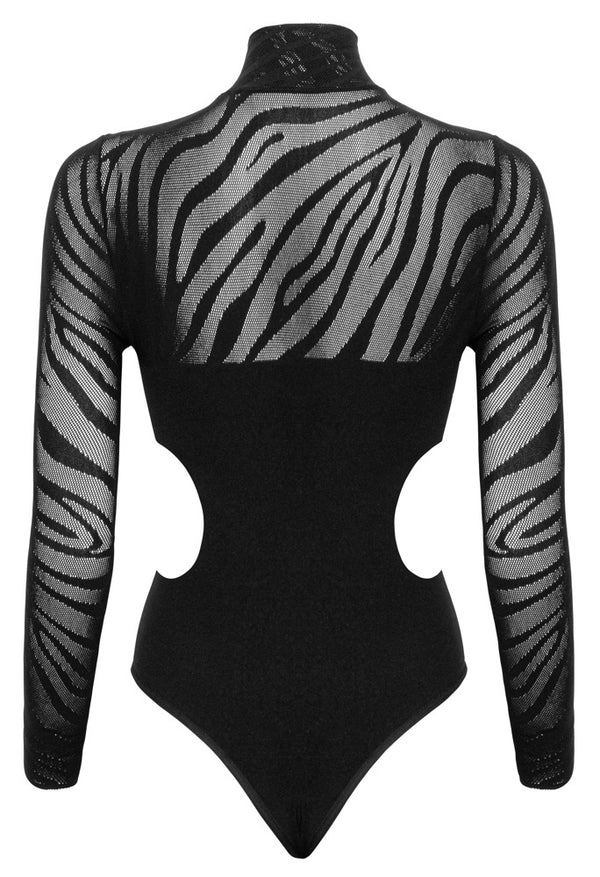 Fantasy by Cottelli one-stuk met streeppatroon - Zwart - Fantasy by Cottelli - SKU: 26436421101