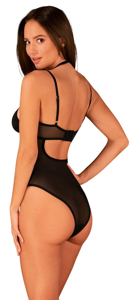Obsessive Body met visnet en verstelbare jarretels - Zwart - Obsessive - SKU: 26436691101