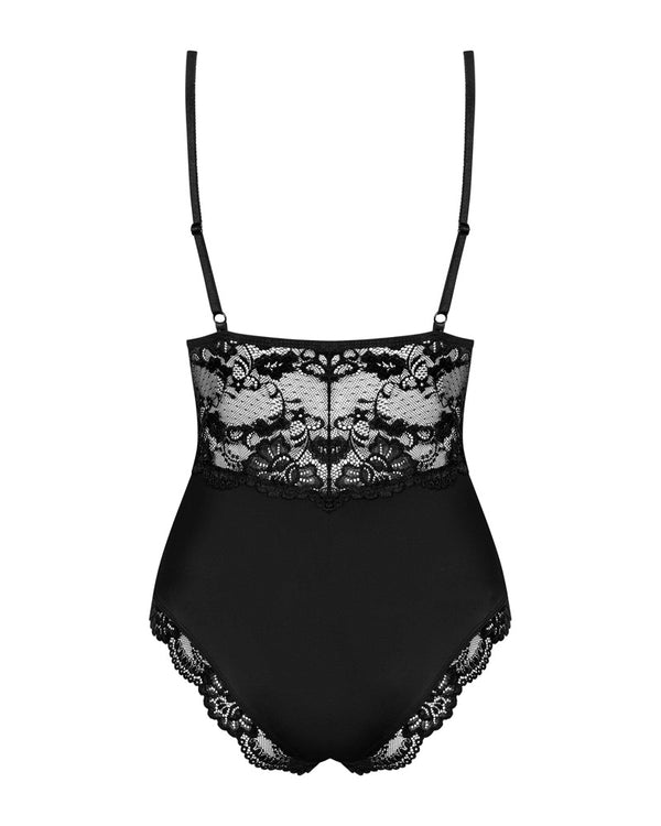 Obsessive Teddy met gewatteerde cups en verstelbare jarretels - Zwart - Obsessive - SKU: 26437821111