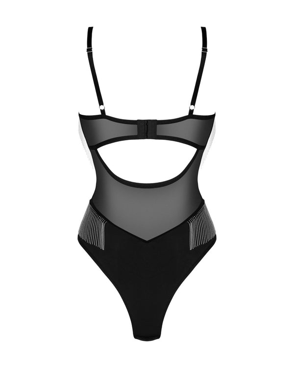 Obsessive Teddy met glinsterende details en open decolleté - Zwart - Obsessive - SKU: 26440961141