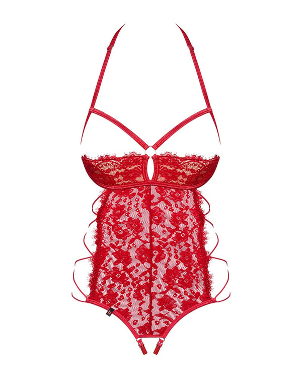 Obsessive Iosa teddy met open cups - Rood - Obsessive - SKU: 26441503111