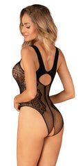 Obsessive Body rekbaar mesh met ornamenten - Zwart