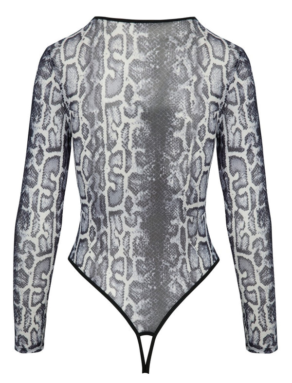 Cottelli LINGERIE body slangenleerlook - Grijs - Cottelli LINGERIE - SKU: 26444281021