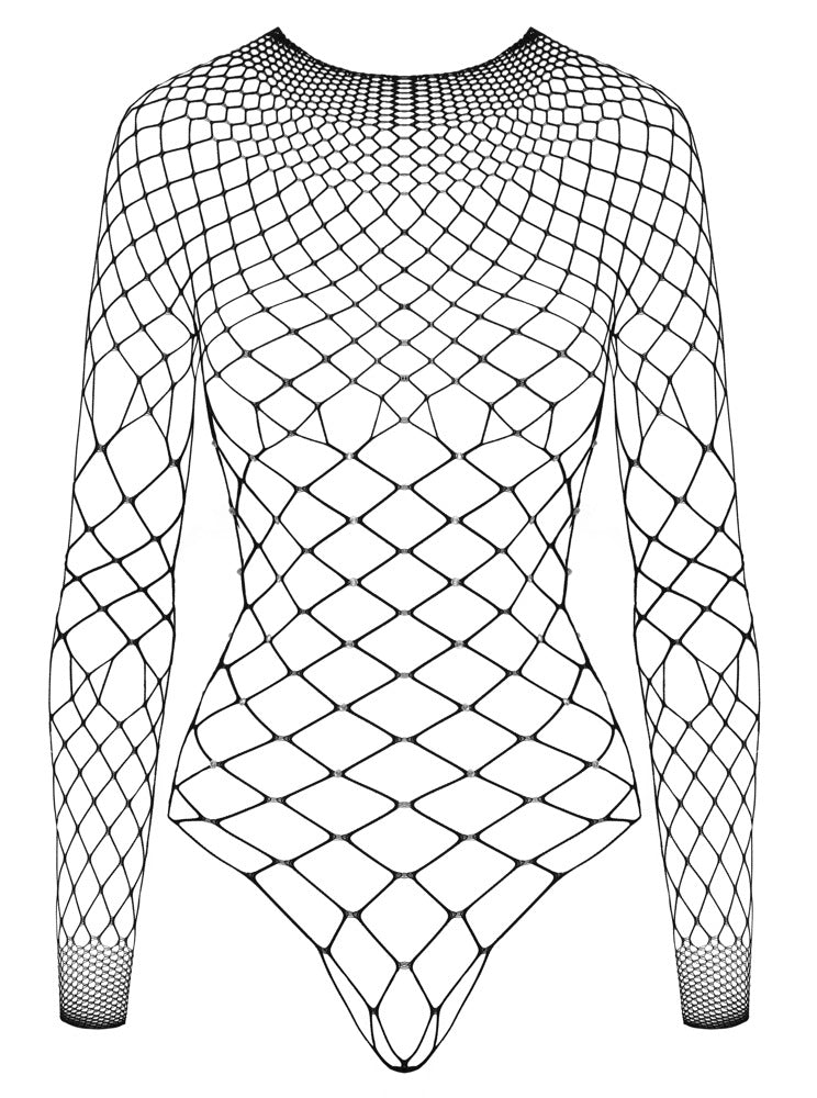 Fantasy by Cottelli Body met stras en netstructuur - Zwart