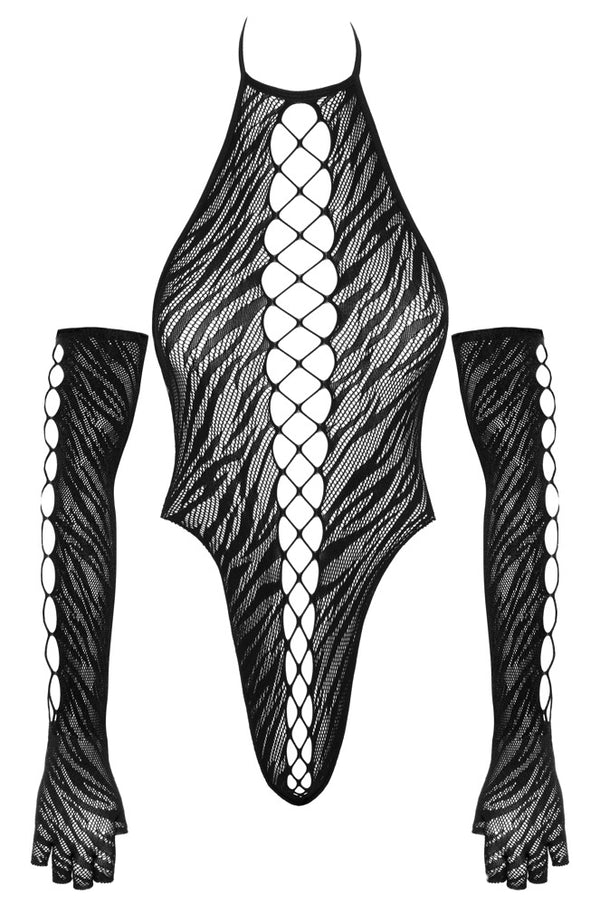 Fantasy by Cottelli tijgerstrepen body - Zwart - Fantasy by Cottelli - SKU: 26446901101