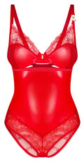 Obsessive Body glanzend met transparant kant - Rood
