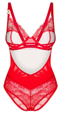 Obsessive Body glanzend met transparant kant - Rood