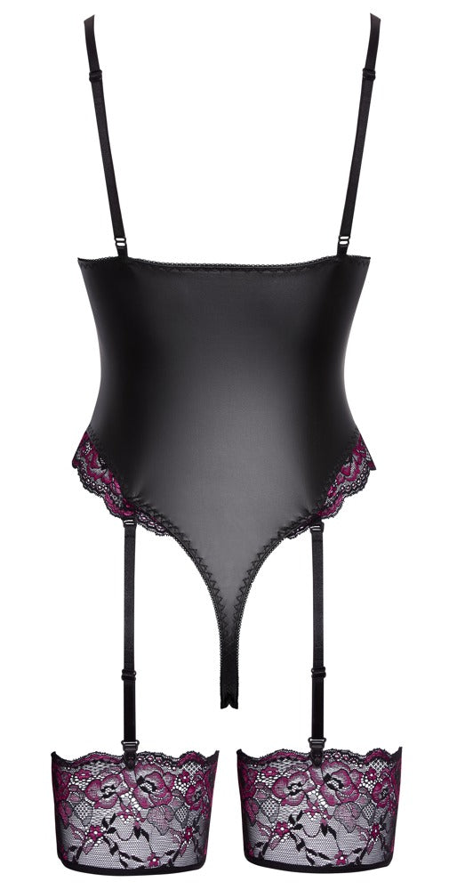 Cottelli LINGERIE Body met afneembare jarretels en kanten details - Zwart - Cottelli LINGERIE - SKU: 26448431021