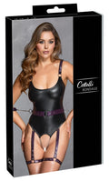 Cottelli BONDAGE Jarretel body kruisloos met arm restraints - Zwart