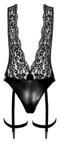 Noir Body met parelketting en laag uitgesneden slip - Zwart