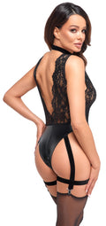 Noir Body met parelketting en laag uitgesneden slip - Zwart