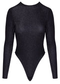 Cottelli PARTY Body rugloos met zilveren glittermateriaal - Zwart