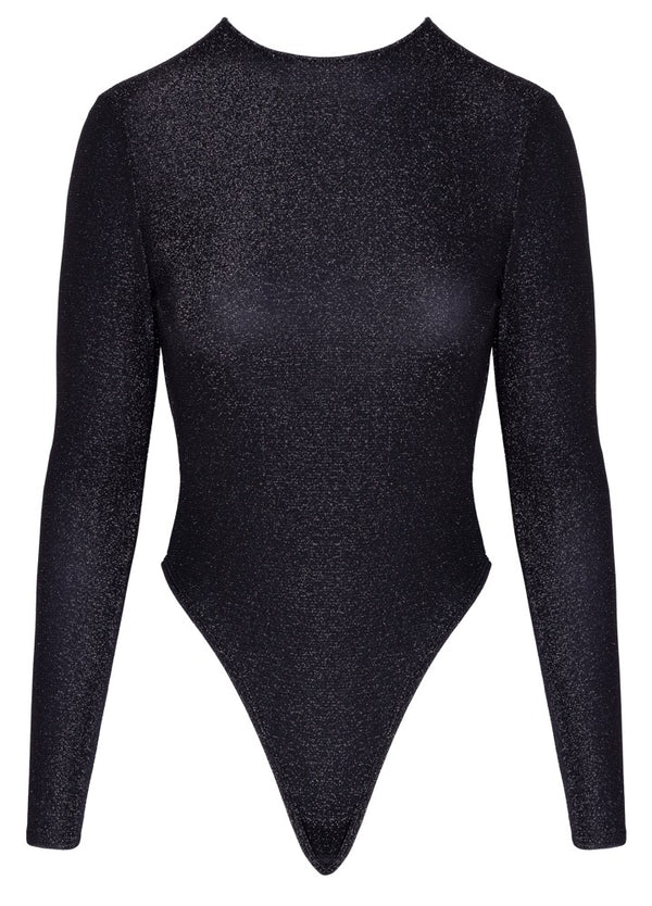 Cottelli PARTY thong body met glittermateriaal - Zwart - Cottelli PARTY - SKU: 26449081021