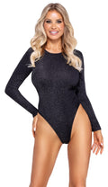 Cottelli PARTY Body rugloos met zilveren glittermateriaal - Zwart