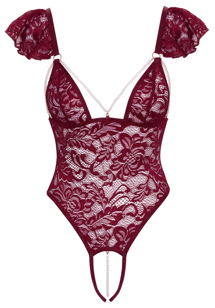 Cottelli LINGERIE Body kruisloos met parelkettingen - Rood