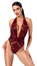 Noir Body transparant met fluweelprint - Bordeaux