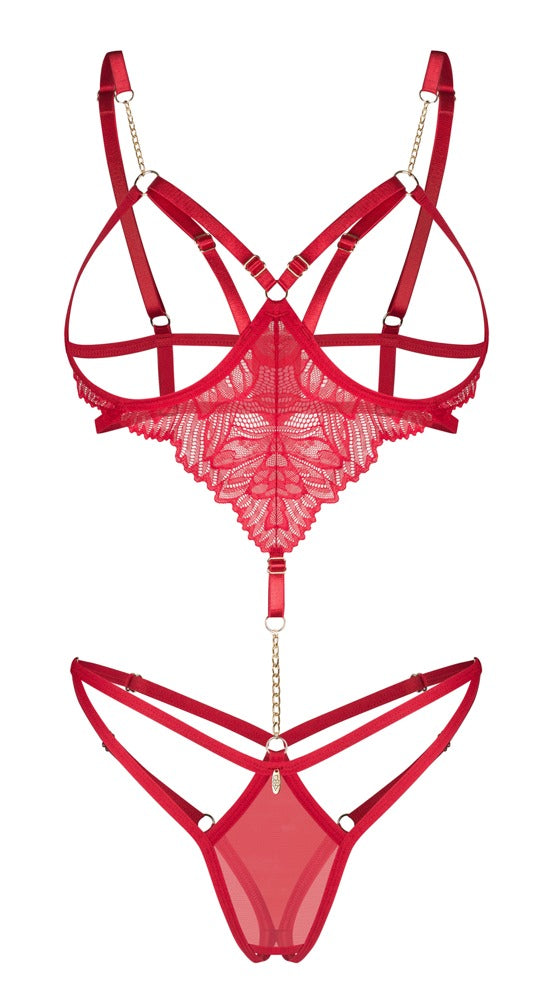 Obsessive Body kruisloos met open cups - Rood - Obsessive - SKU: 26450503111