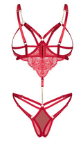 Obsessive Body kruisloos met open cups - Rood