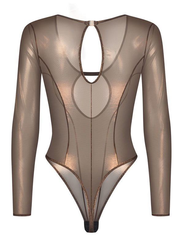 Obsessive Body transparant met lange mouwen - Bruin - Obsessive - SKU: 26450687131
