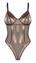 Obsessive Body kruisloos met thong en beenhoge snit - Bruin