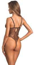 Obsessive Body kruisloos met thong en beenhoge snit - Bruin