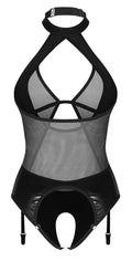 Obsessive open kruis jarretelbody Dominna - Zwart