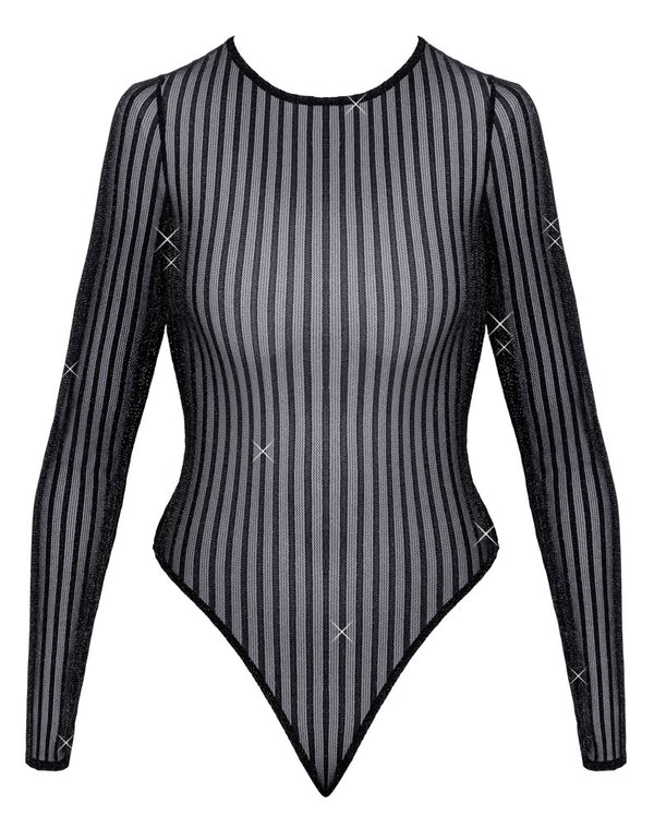 Fantasy by Cottelli body met streepjespatroon - Zwart - Fantasy by Cottelli - SKU: 26451141101