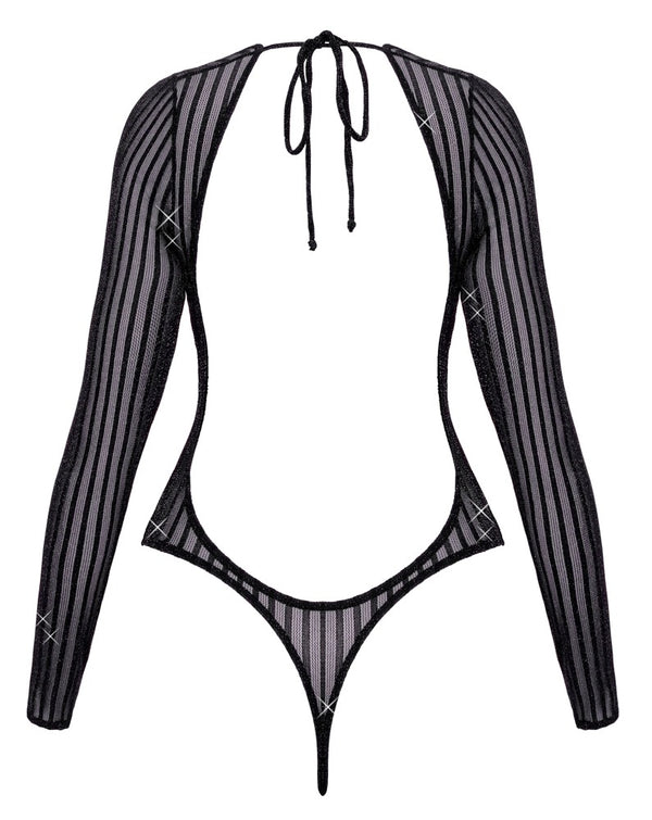 Fantasy by Cottelli body met streepjespatroon - Zwart - Fantasy by Cottelli - SKU: 26451141101