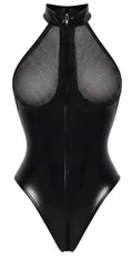 Noir thong body met wetlook glans - Zwart