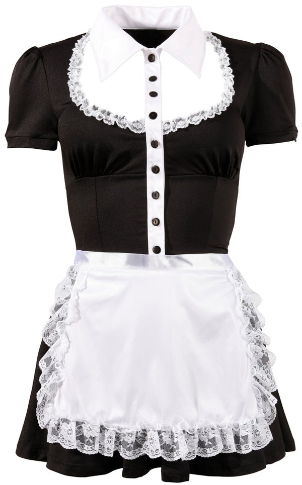 Cottelli COSTUMES zwart jurk met witte kraag - Zwart - Cottelli COSTUMES - SKU: 27103741021